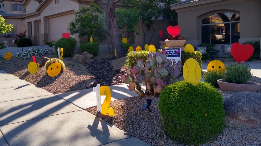 Birthday softballs yard sign greetingg display