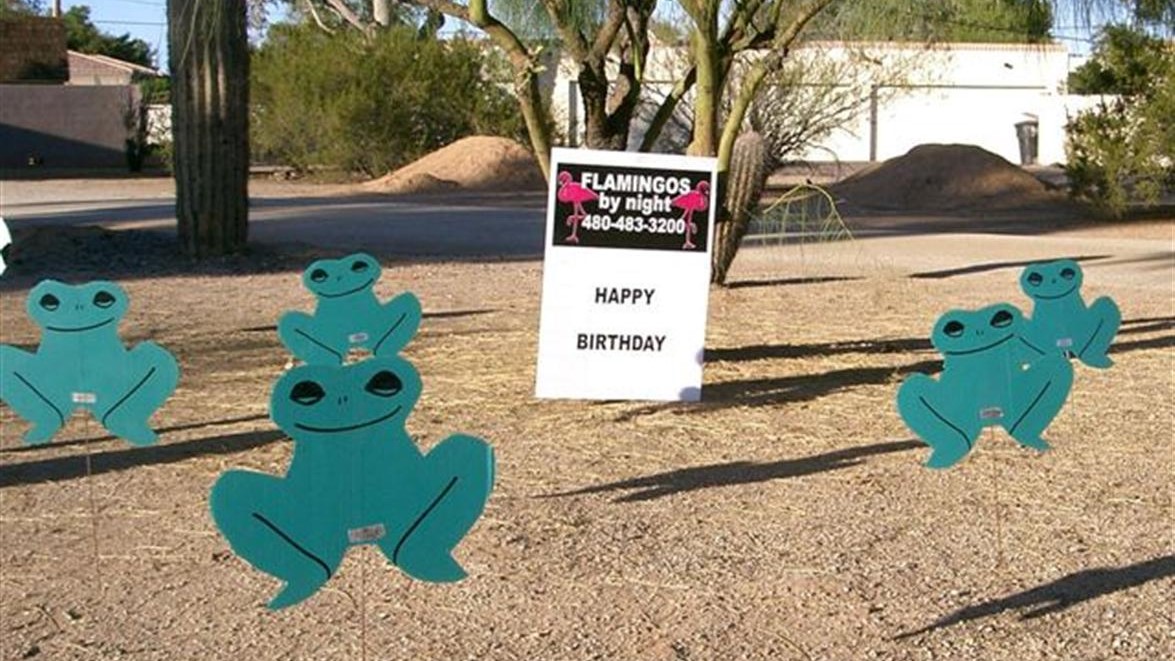 Frogs birthday yard sign greeting display