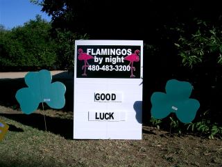 good luck yard sign with shamrocks yard card decorations. Tonopah AZ