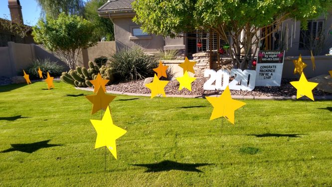 All star graduation yard card sign greeting of 30 stars near Peoria