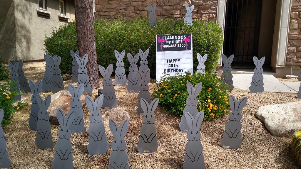 bunnnies or grey hares lawn decorations