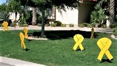 30 Yellow ribbons  (34" tall 16" wide)