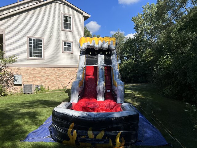 15ft Flame Water Slide from Fun Bounces Rental, Shorewwood, IL 