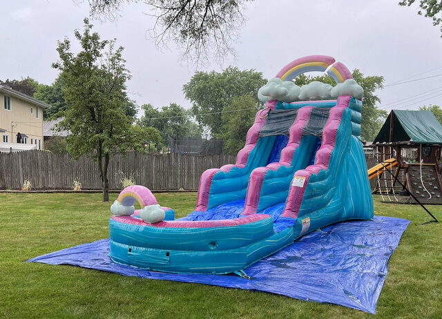 15ft Rainbow Water Slide from Fun Bounces Rental in Shorewood, IL 60404