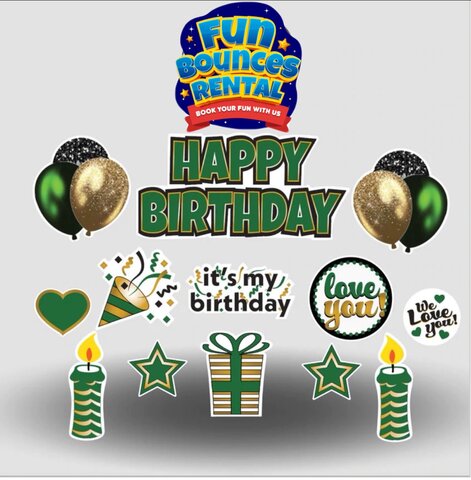 Green & Gold Happy Birthday Yard Card 