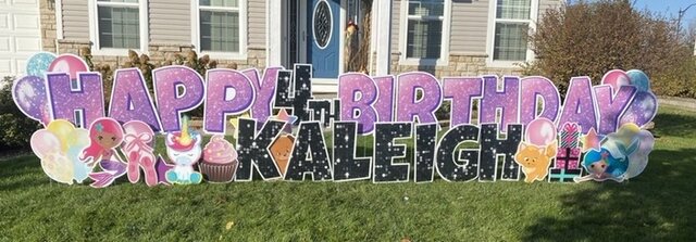 Sparkle Pink & Purple Happy Birthday Yard Card 