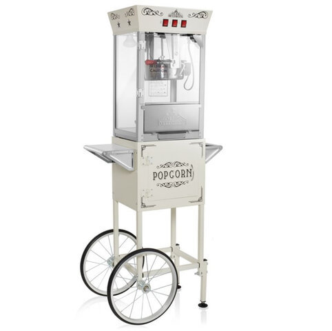 White  Popcorn Machine with Cart 