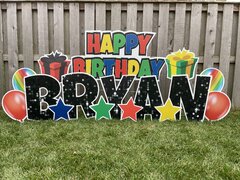 Colorful Happy Birthday  Yard Card