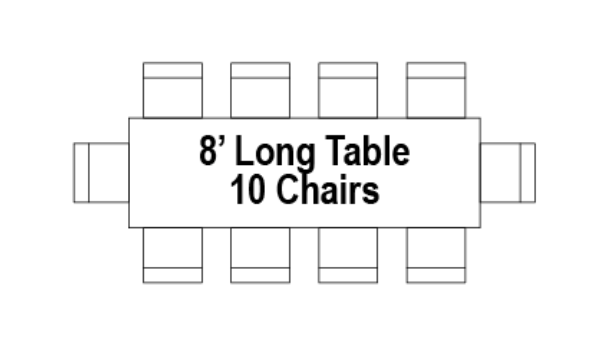 8' Rectangular Table with 10' chairs