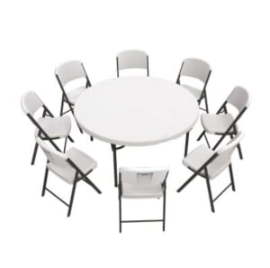1 Round 60’ Table w/ 8 Chairs