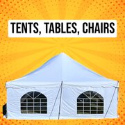 TENTS, TABLES, AND CHAIRS