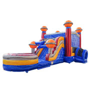 ASTRONAUT COMBO (#221 Dry)  Available March 2023single Lane Slide, Bounce House, Climb Wall, Basketball Hoop, and Inflated landing pad