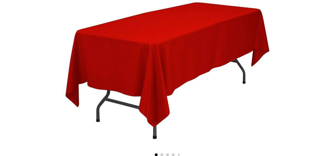 Red table cloth for 6 ft rectangular table