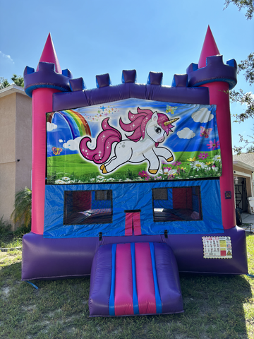 Unicorn Pink Castle Bounce House