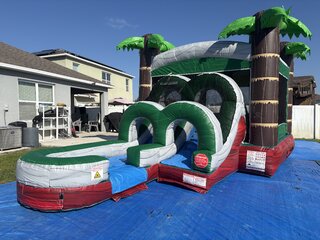 Kids Palm Bounce House Slide Combo W/ Splash Pad