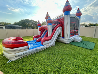 Titanium Dual Lane Combo Bounce House W Splash Pad Wet or Dry