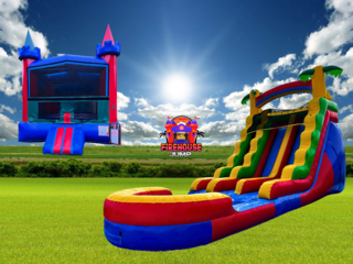 19ft Dual Lane Waterslide & Colorful Bounce House