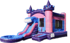 Pink Wave Bounce House with Slide