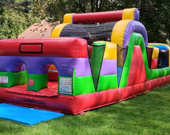 Colorful Spartan Inflatable Obstacle Course Rental