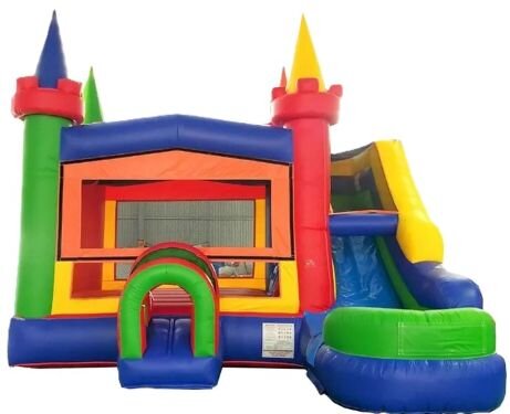 Big Rainbow Castle Bounce House and Slide Combo