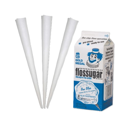 Cotton Candy Floss and Cones: 25 Servings - Boo Blue (Blue Raspberry) Flavor