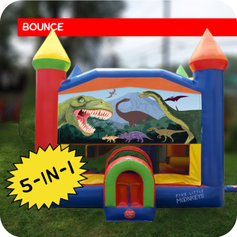 Jurassic Dinosaur 5-in-1 Bounce House & Slide Combo