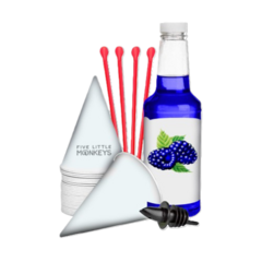 Snow Cone Cups/Straws/Syrup: 25 Servings - Blue Raspberry