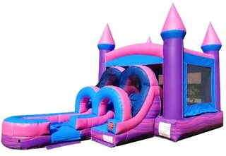 Pretty-in-Pink Jr Water Slide & Bounce House Combo
