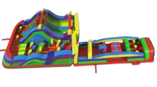 Thunder Run 90'L Slide & Obstacle Course