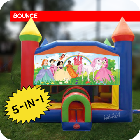 Princess 5-in-1 Bounce House & Slide Combo