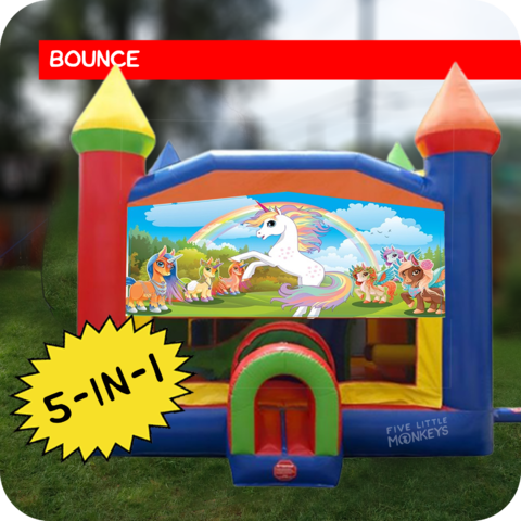 Unicorn 5-in-1 Bounce House & Slide Combo