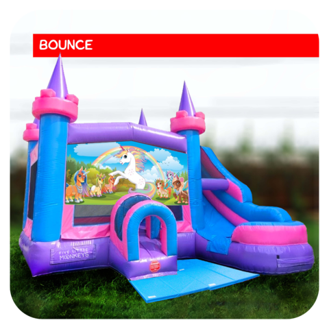 Unicorn Bounce House & Slide Combo Rental