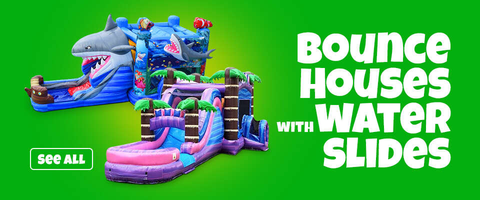 Bounce house with water slide