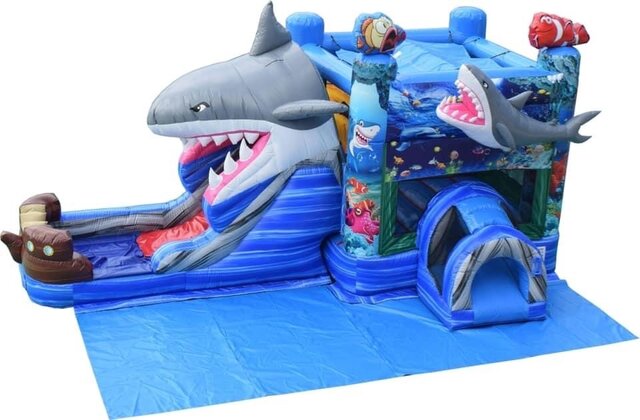Shark Bounce House with Water Slide (Can be used dry)