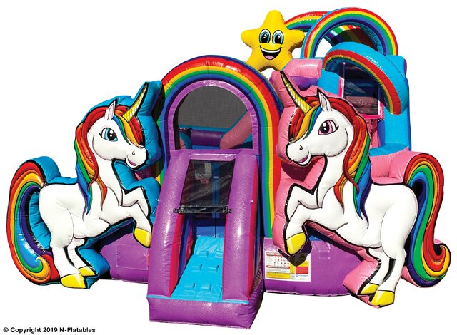 Unicorn Bounce House with Water Slide (Can be used dry)