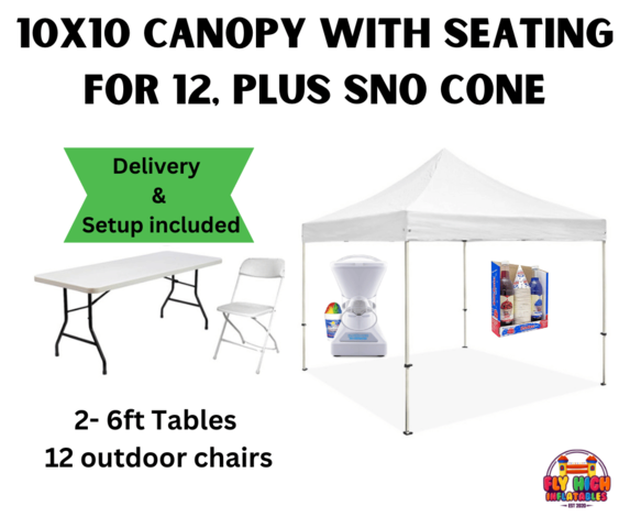 10x10 Canopy With Seating for 12,  Sno Cone