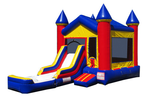 Fl Red and Blue Bounce house with Slide and Pool SS