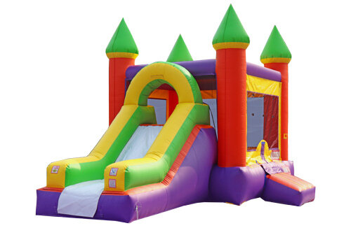 Orange and Green Bounce House with Slide