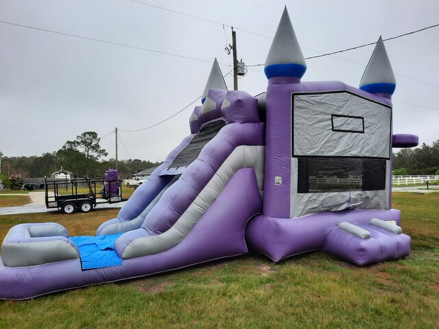 Purple Knight Bounce House with Slide