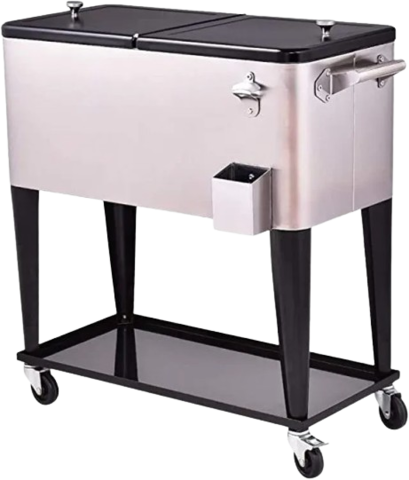 80 Quart Outdoor Rolling Cooler with Cart