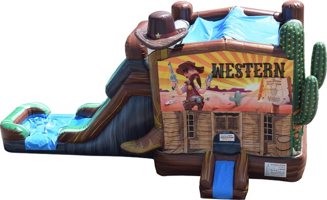 Western Combo with wet/dry slide and inflated splash landing