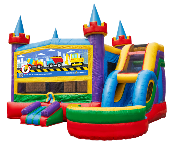 Construction Wet Combo Bounce House