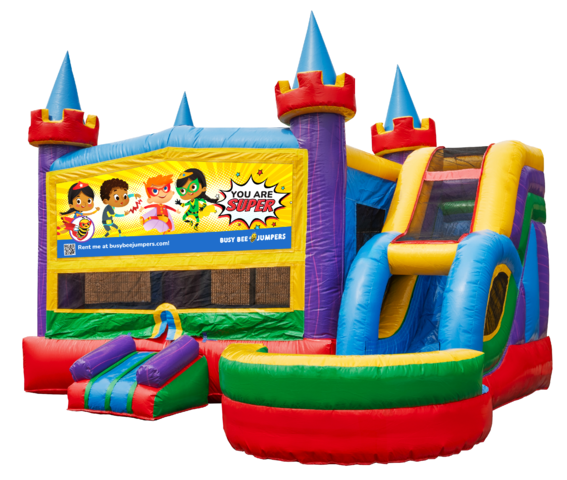 Superhero Wet Combo Bounce House