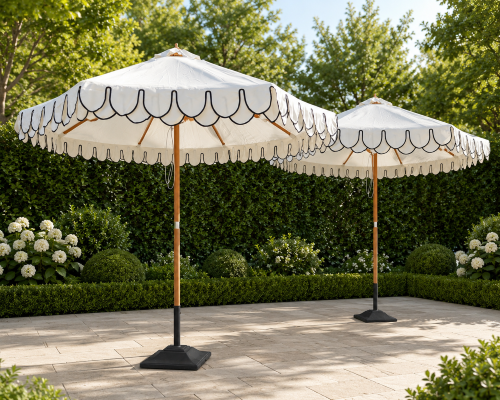 10' Black Trim Scalloped Umbrella 