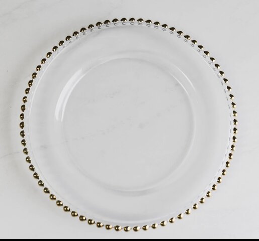 Clear Glass Charger with gold rim