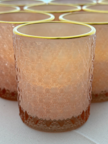 Glass, Soft pink Tealight holders w/ Gold Rim