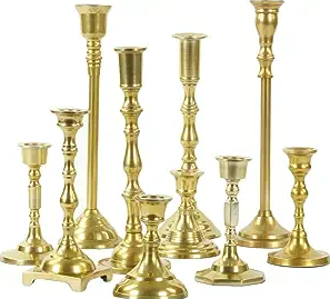 Gold Mixed Taper Gold Candle Holder – Set of 10