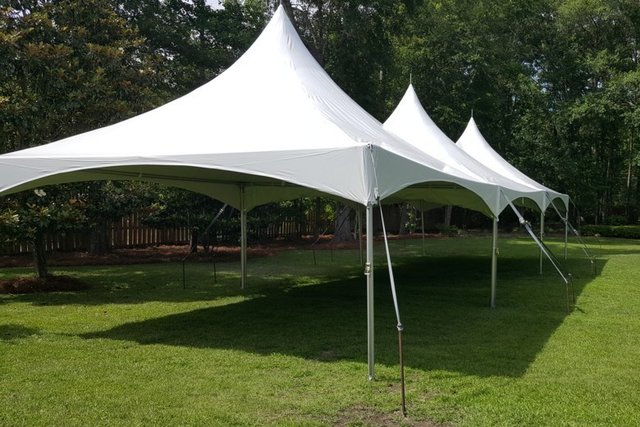 20x60 High Peak Frame Tent Package for 150 (20 6ft Tables and 150 Chairs)