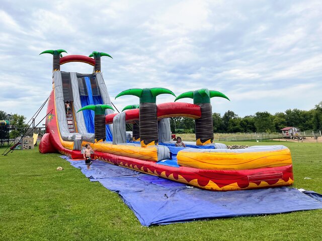 27' Tropical Blast Dual Lane Water Slide W/Slip & Slide Ending