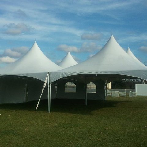 40x40 High Peak Frame Tent Package for 190 With Sidewalls (190 Chairs and 20 Round Tables)